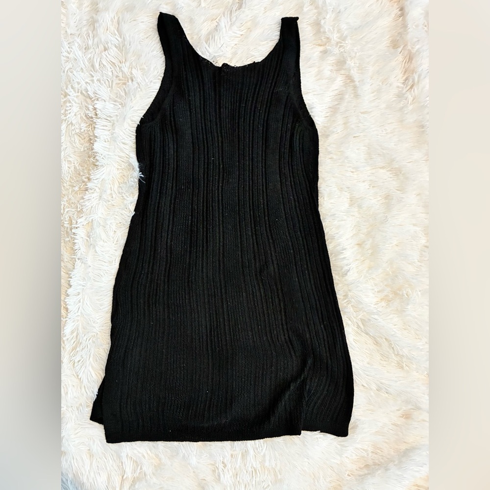 TiNiBiKiNi Black Ribbed Knit Cover-Up Tank Dress — XL - Picture 4 of 4